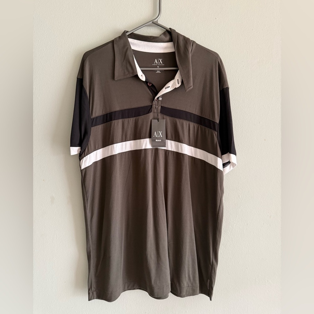 Armani Exchange grey Polo Shirt with Black and White new with tags size XL